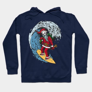 Santa Claus surfing skull Bell gift bag Hoodie